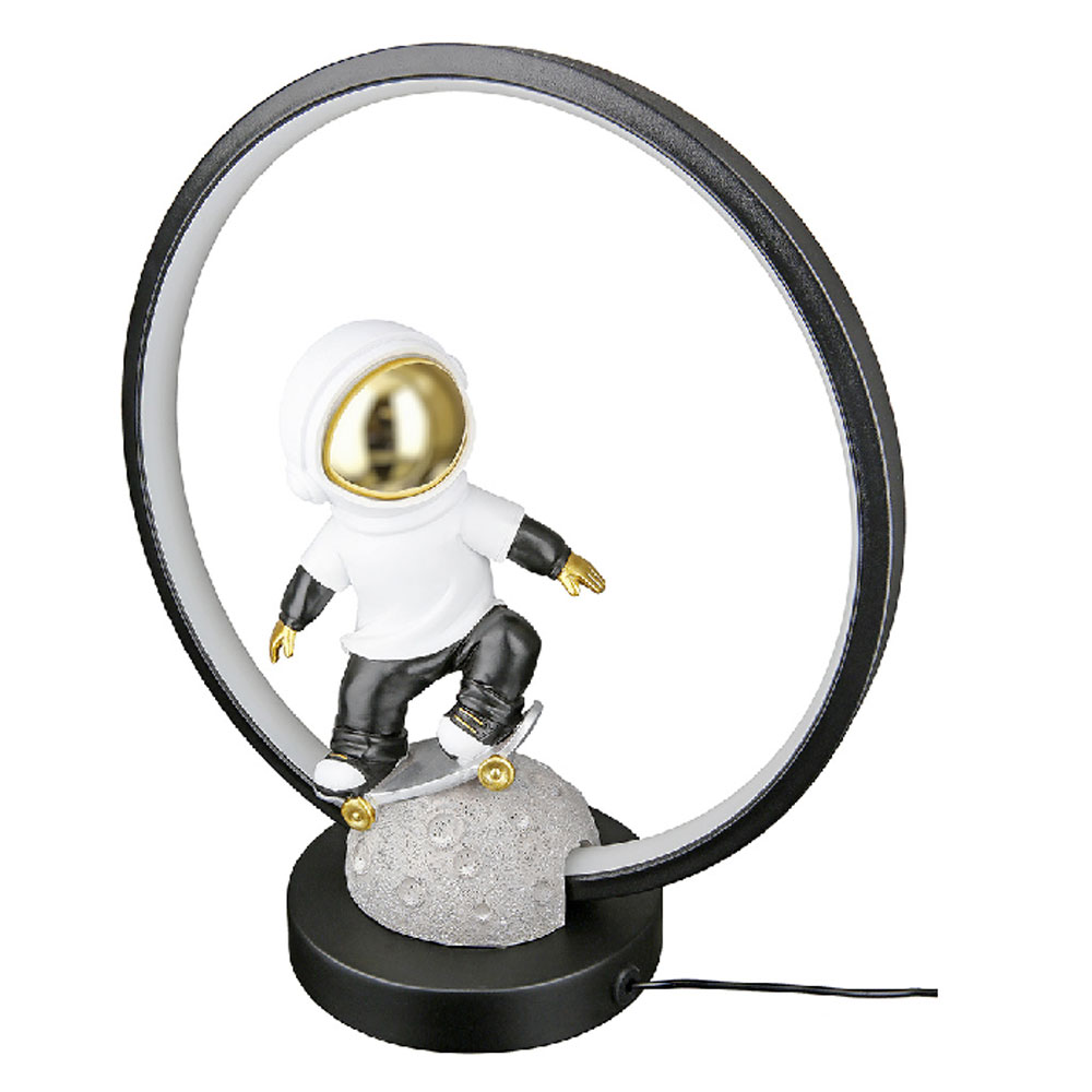 Garlion Synthetic Resin Astronaut Table Lamp in Black and White with LED