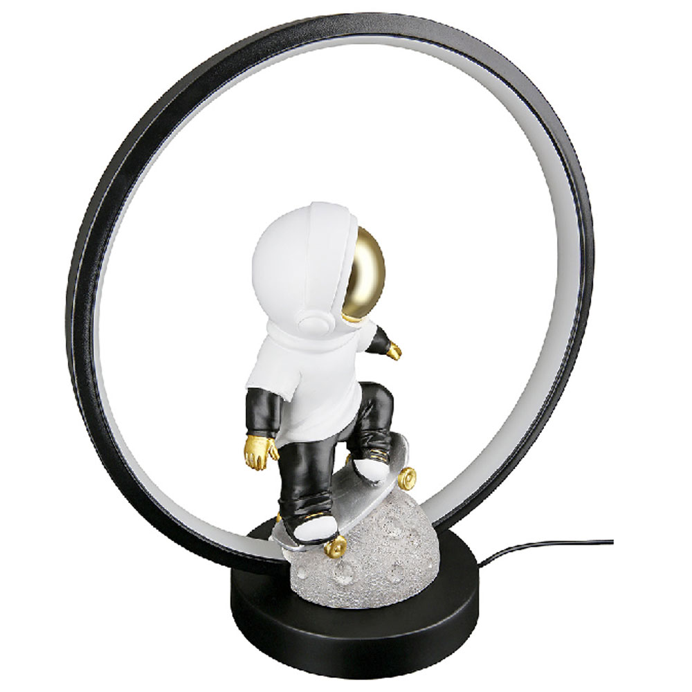 Garlion Synthetic Resin Astronaut Table Lamp in Black and White with LED