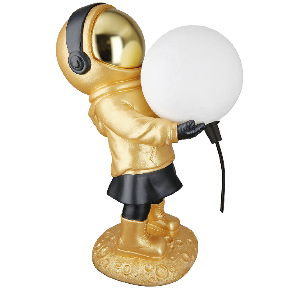 Garlion Synthetic Resin Astronaut Table Lamp in Gold and Black with LED