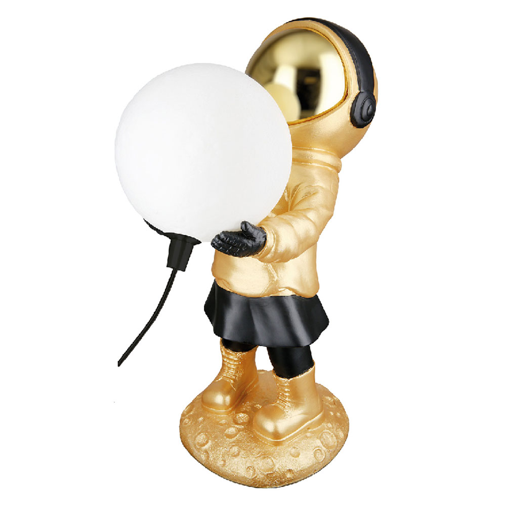 Garlion Synthetic Resin Astronaut Table Lamp in Gold and Black with LED