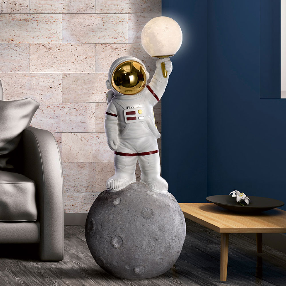 Garlion Synthetic Resin Astronaut Table Lamp in Grey and White with LED
