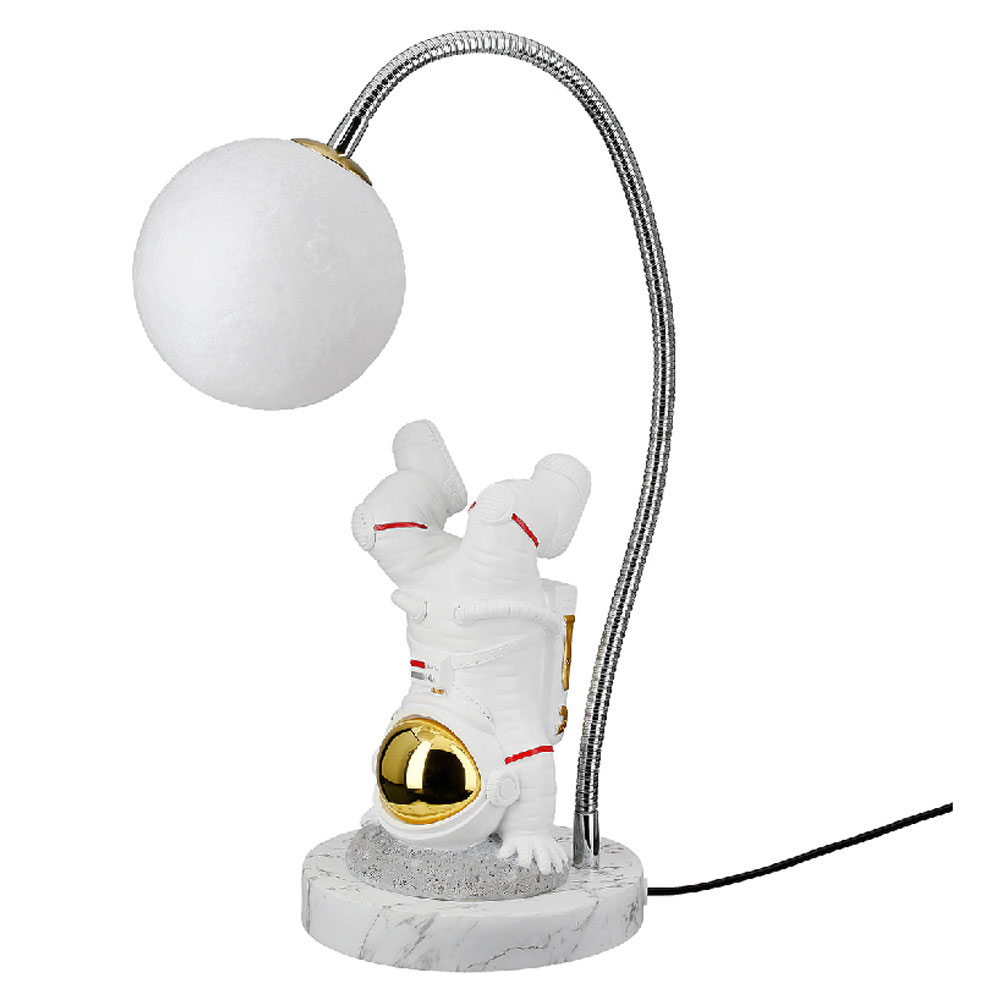 Garlion Synthetic Resin Astronaut Table Lamp Moon in White with LED