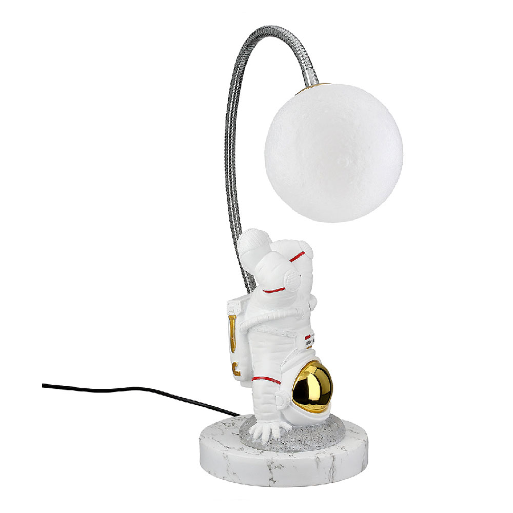Garlion Synthetic Resin Astronaut Table Lamp Moon in White with LED
