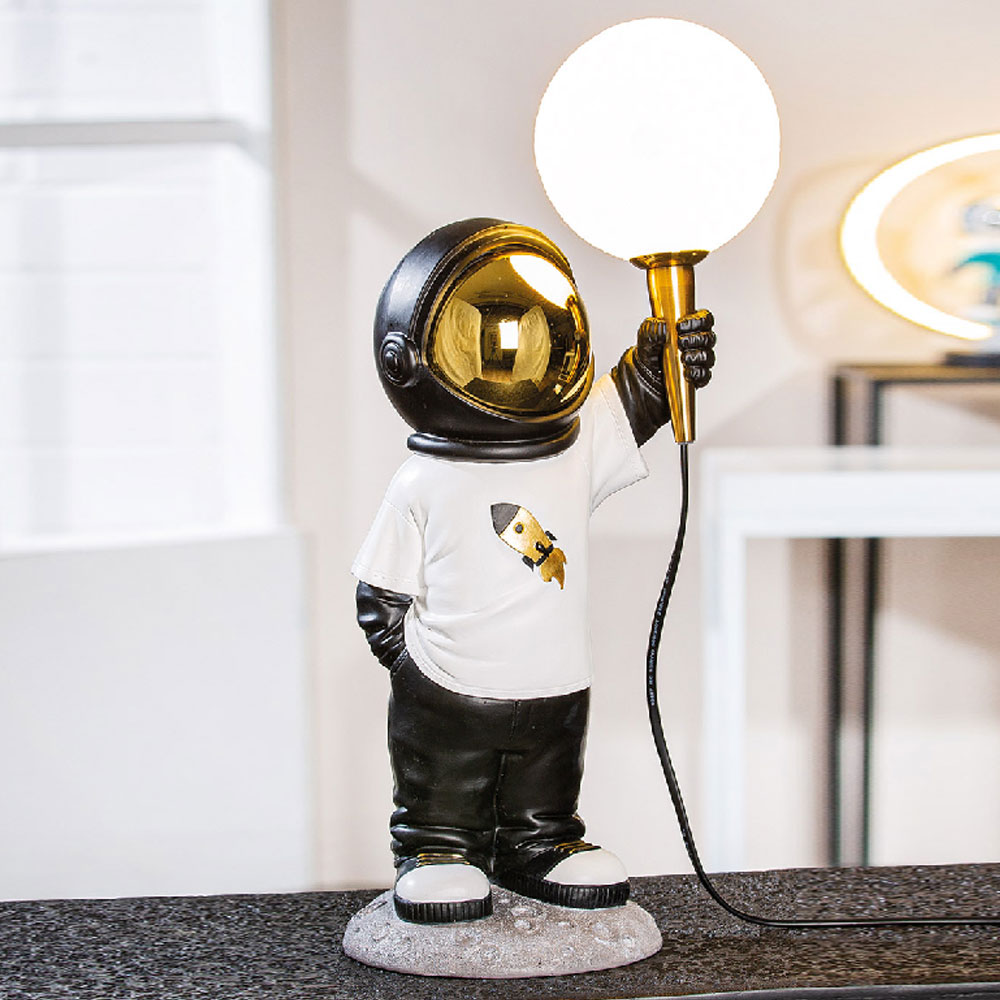 Garlion Synthetic Resin Astronaut Table Lamp in White and Black with LED