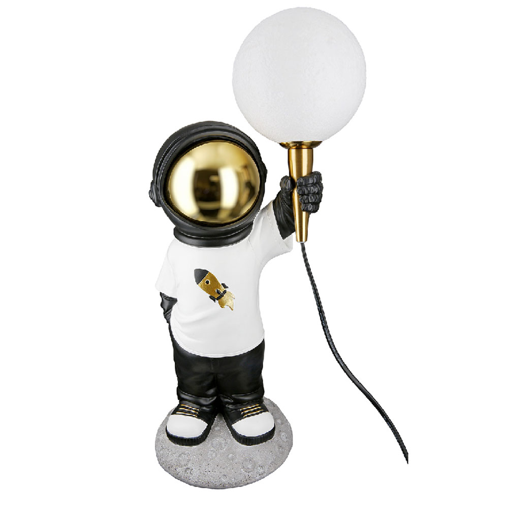 Garlion Synthetic Resin Astronaut Table Lamp in White and Black with LED