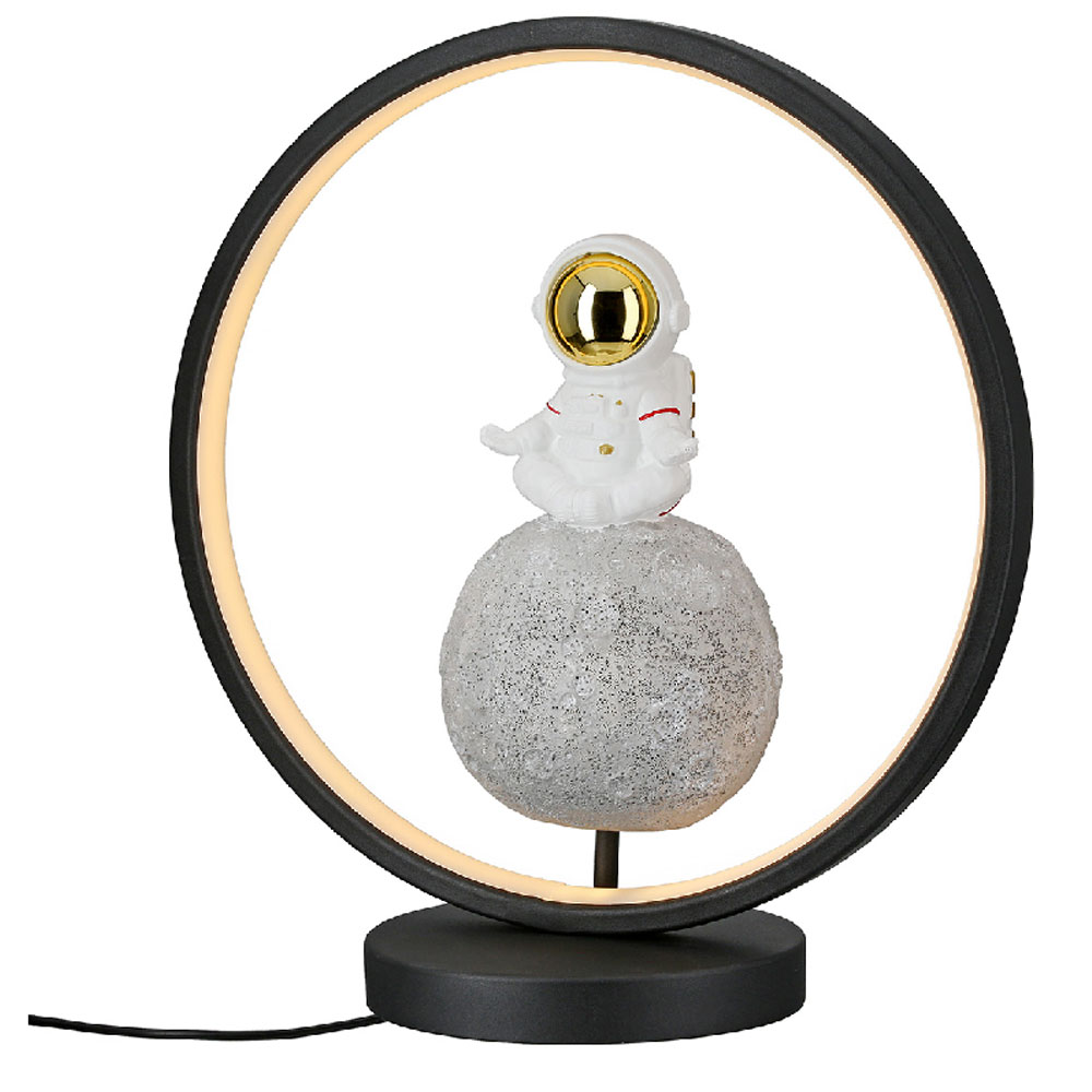 Garlion Synthetic Resin Round Table Lamp in Grey and White