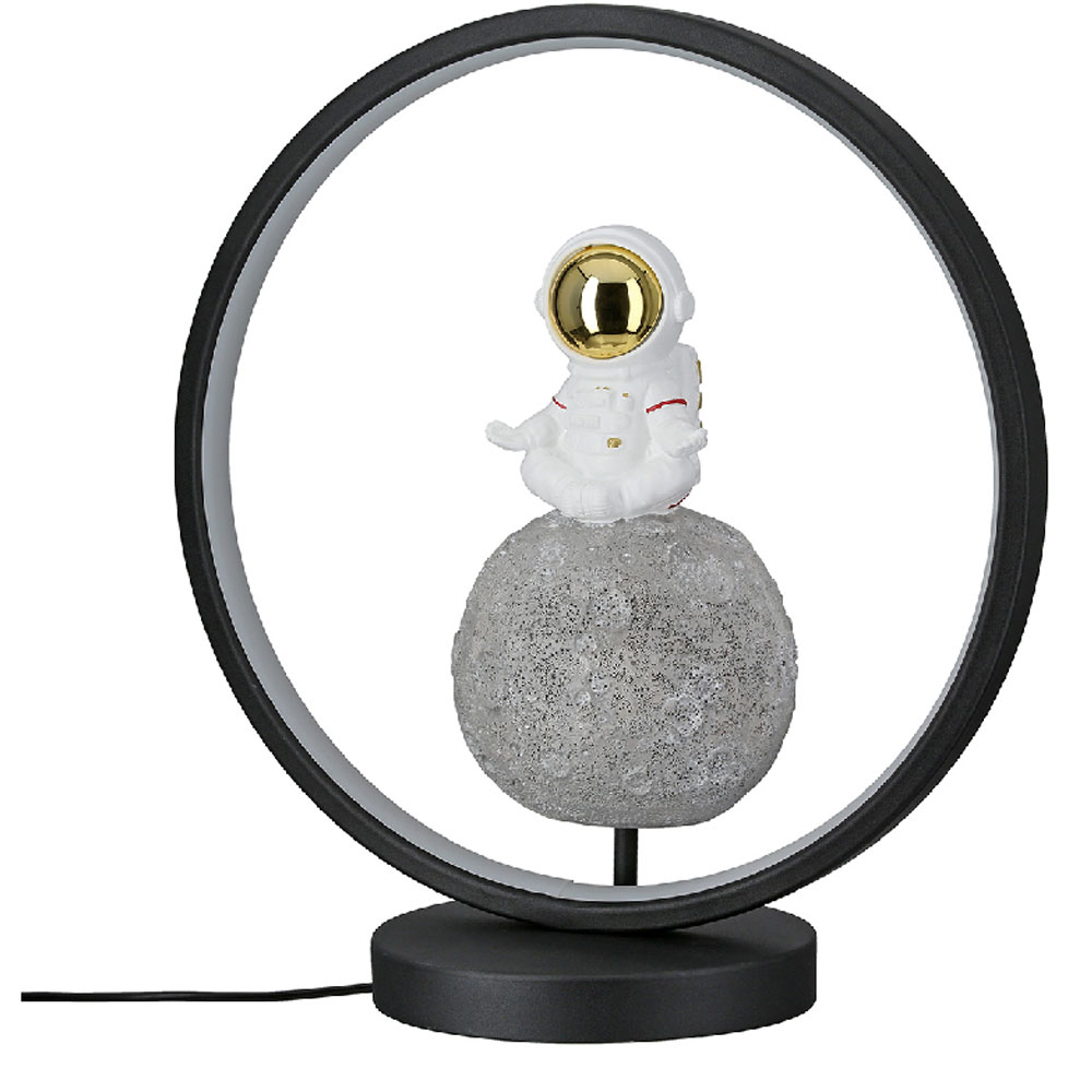Garlion Synthetic Resin Round Table Lamp in Grey and White