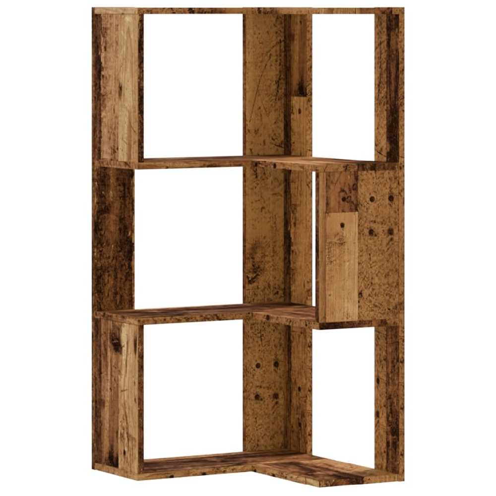 Garner Wooden Corner Bookcase With 3 Shelves In Brown Oak