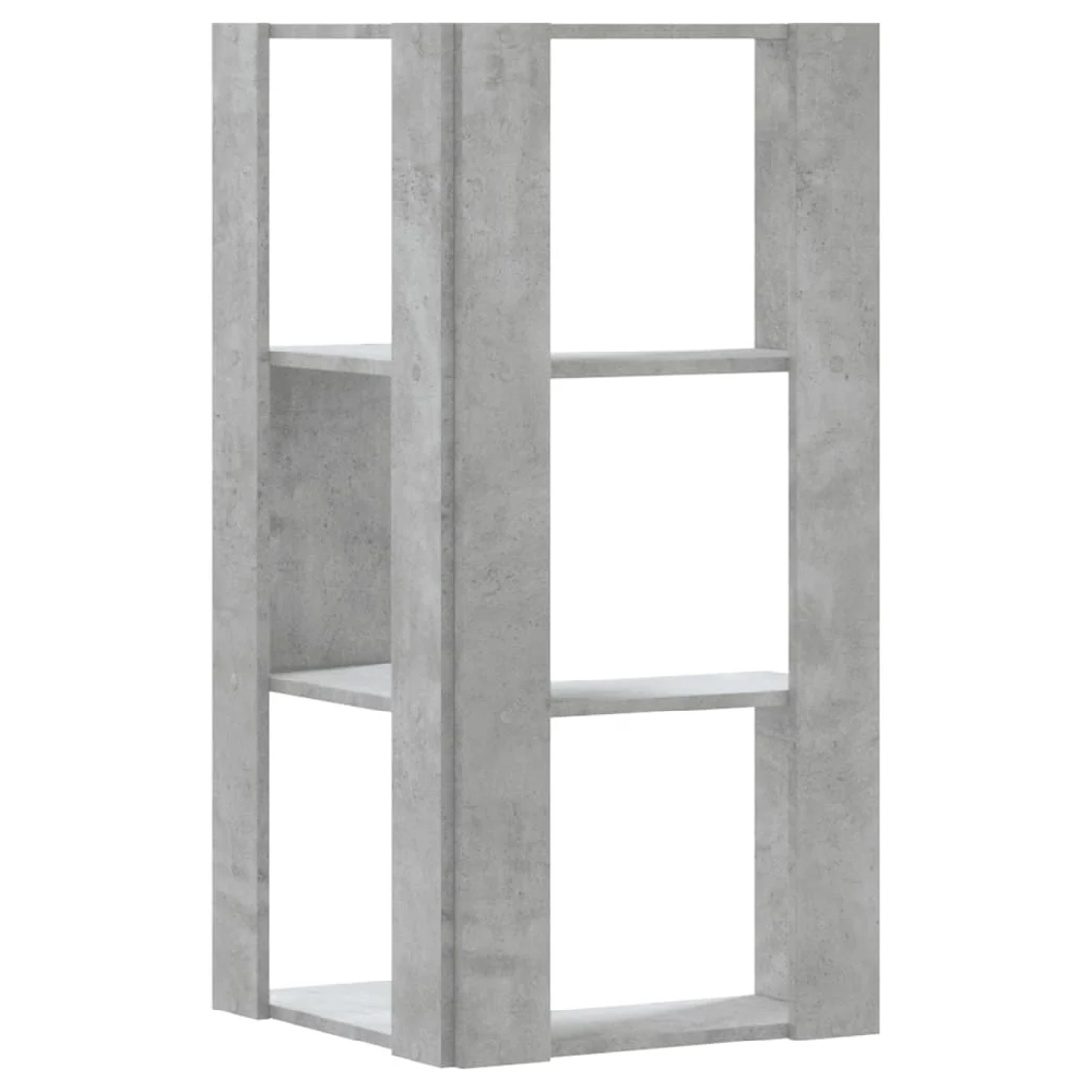 Garner Wooden Corner Bookcase With 3 Shelves In Concrete Grey