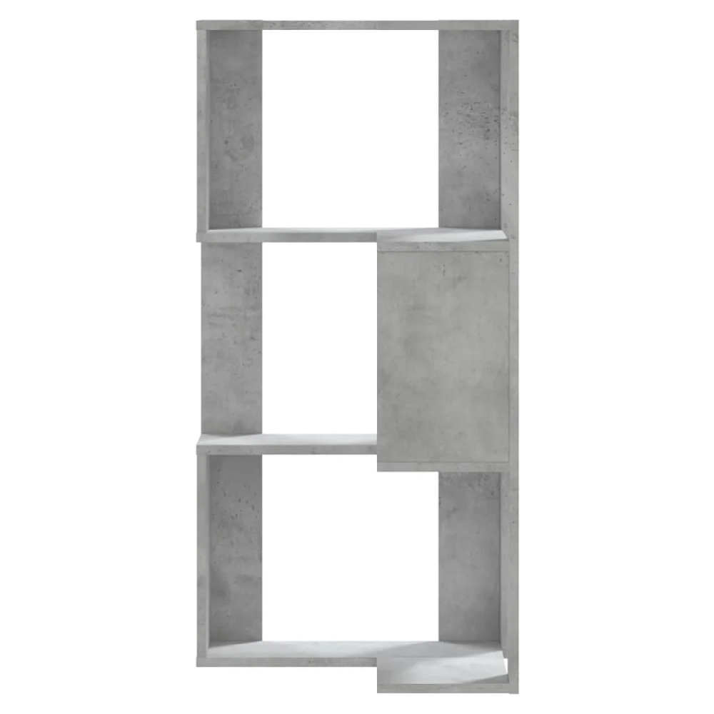 Garner Wooden Corner Bookcase With 3 Shelves In Concrete Grey