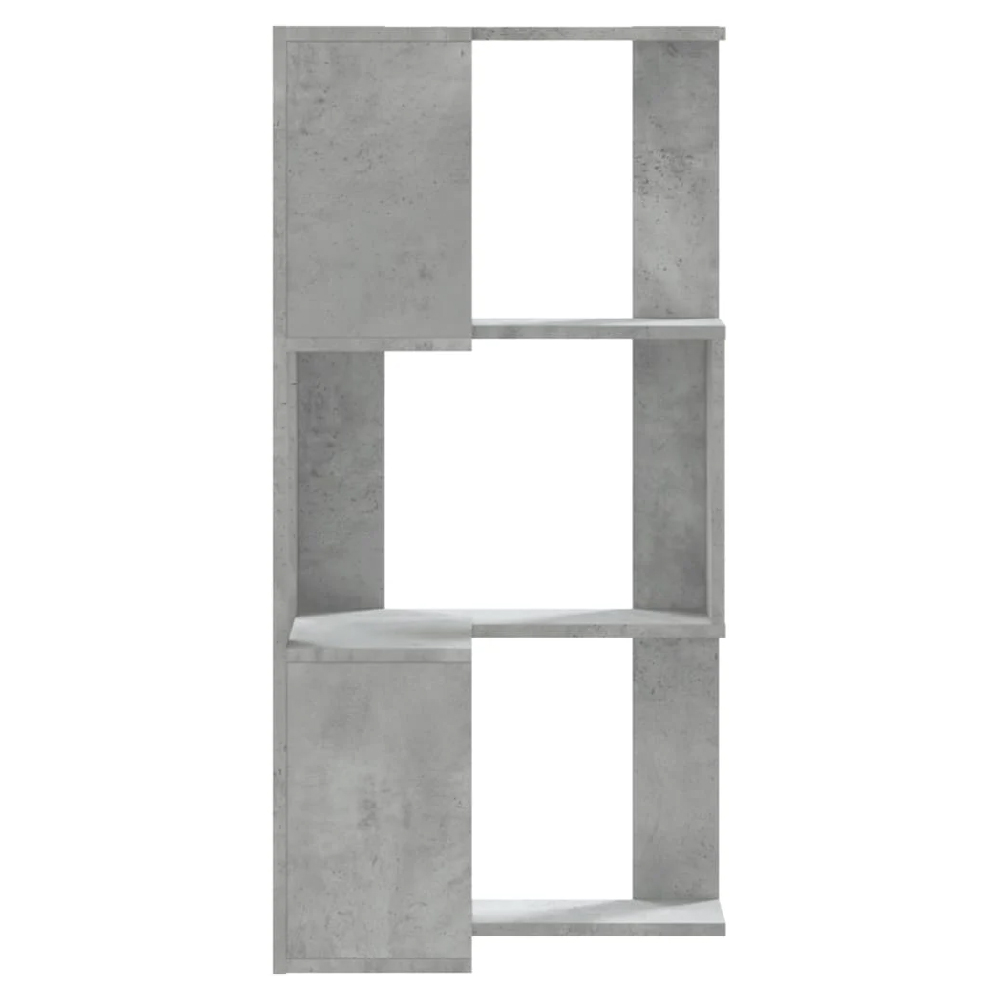 Garner Wooden Corner Bookcase With 3 Shelves In Concrete Grey