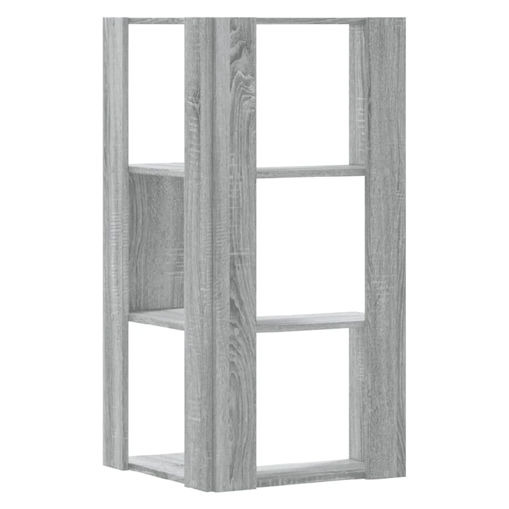 Garner Wooden Corner Bookcase With 3 Shelves In Grey Sonoma