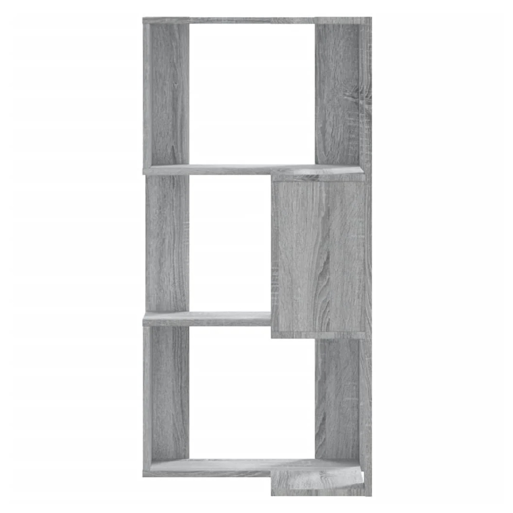 Garner Wooden Corner Bookcase With 3 Shelves In Grey Sonoma