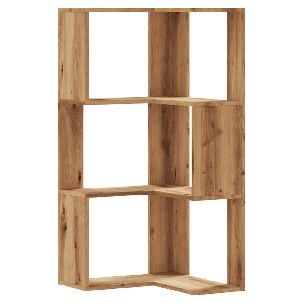Garner Wooden Corner Bookcase With 3 Shelves In Oak