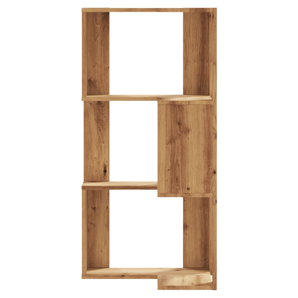 Garner Wooden Corner Bookcase With 3 Shelves In Oak