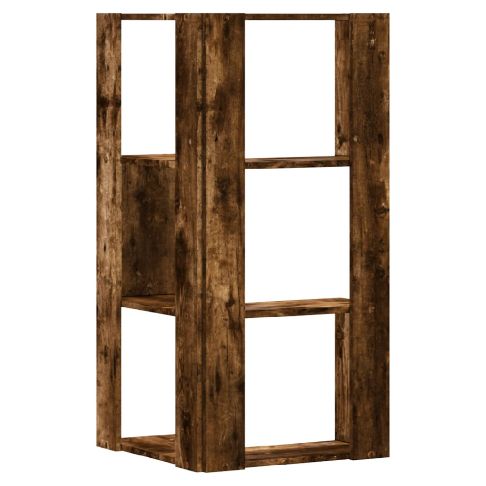 Garner Wooden Corner Bookcase With 3 Shelves In Smoked Oak