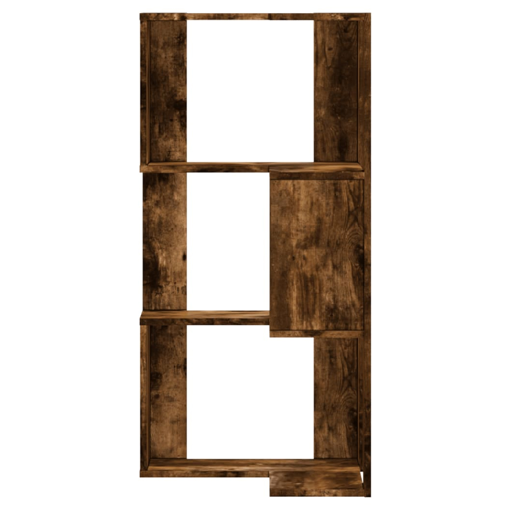 Garner Wooden Corner Bookcase With 3 Shelves In Smoked Oak