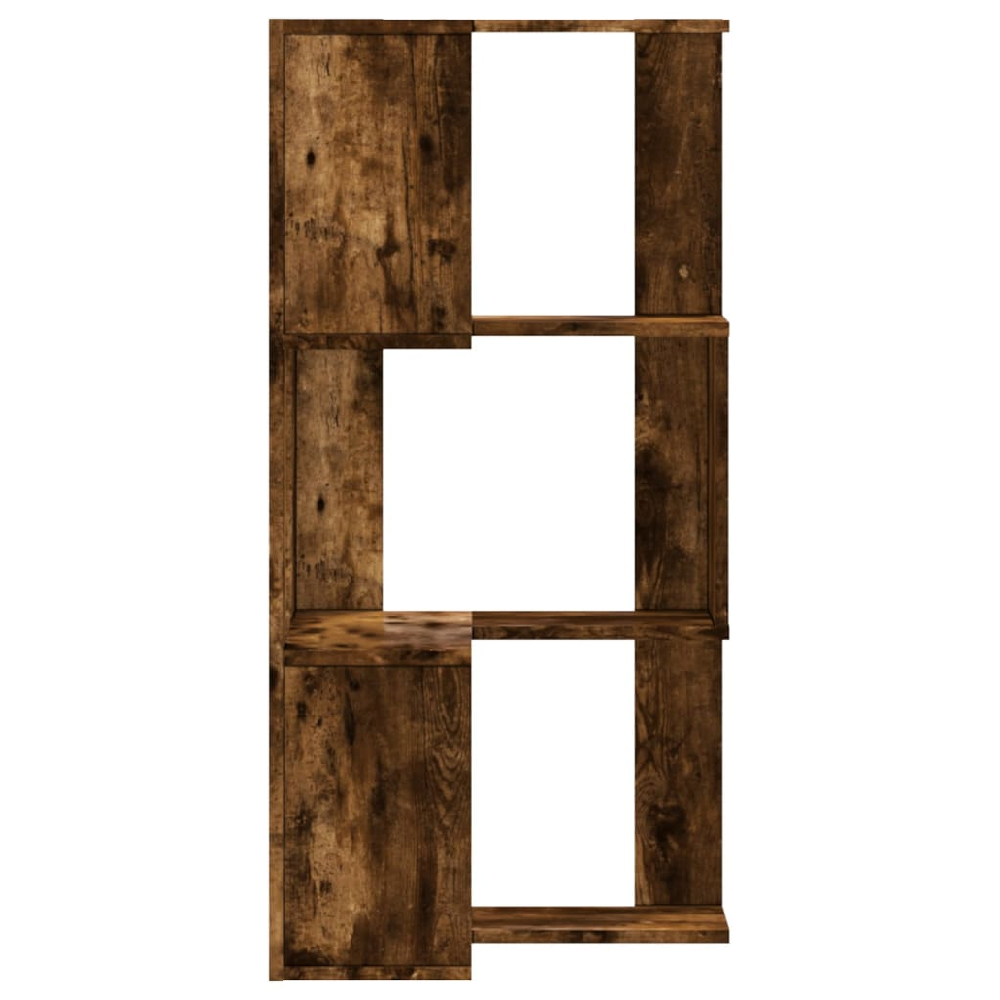 Garner Wooden Corner Bookcase With 3 Shelves In Smoked Oak