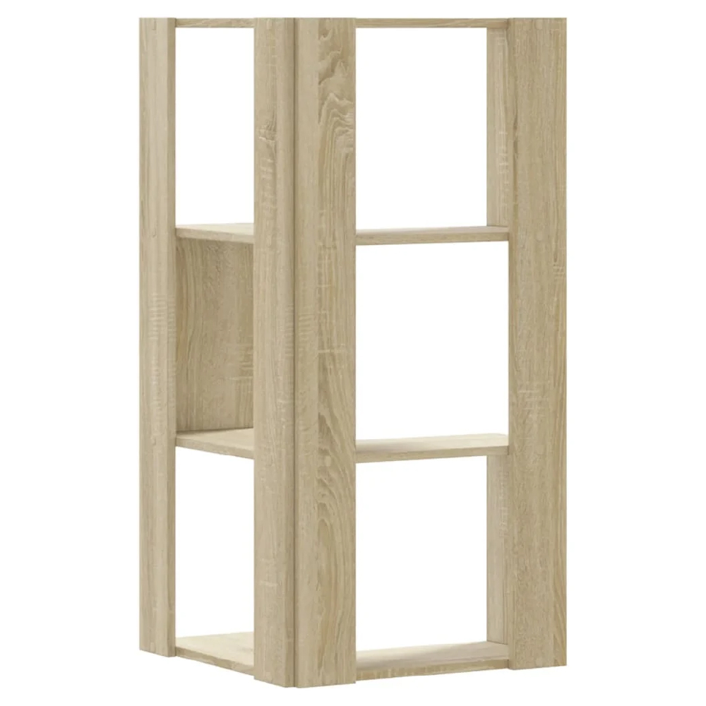 Garner Wooden Corner Bookcase With 3 Shelves In Sonoma Oak