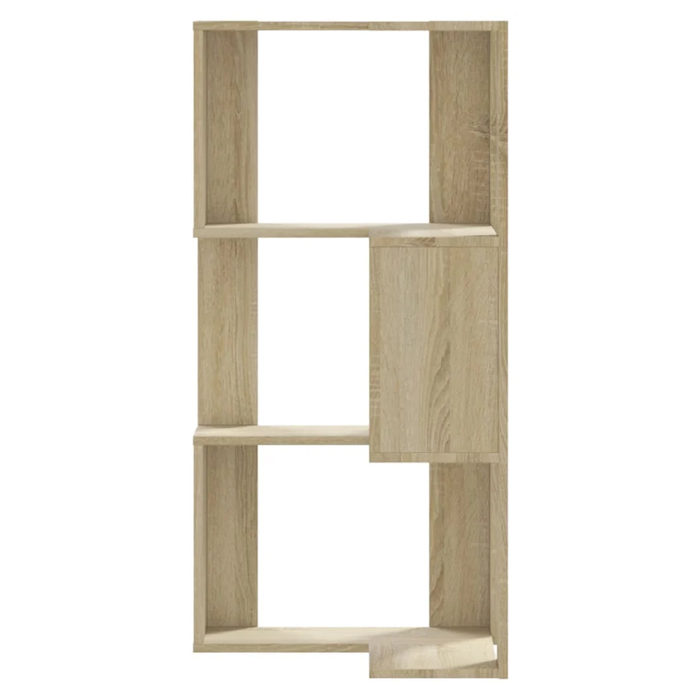 Garner Wooden Corner Bookcase With 3 Shelves In Sonoma Oak