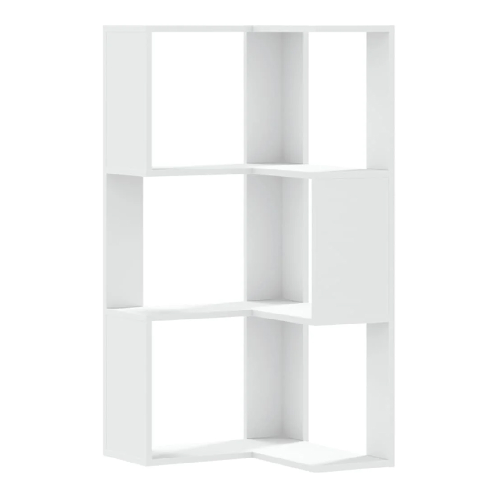 Garner Wooden Corner Bookcase With 3 Shelves In White