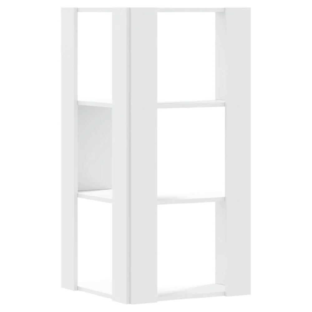 Garner Wooden Corner Bookcase With 3 Shelves In White