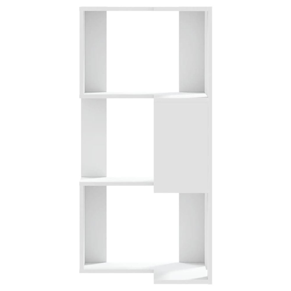 Garner Wooden Corner Bookcase With 3 Shelves In White