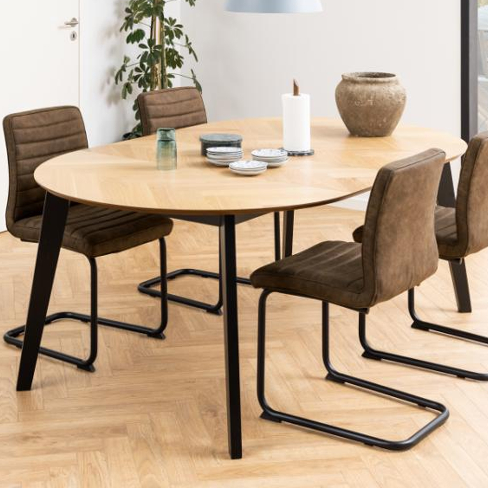 Garner Wooden Extending Dining Table In Oak And Black