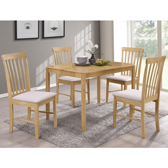 Read more about Garnet fixed wooden dining set with 4 chairs