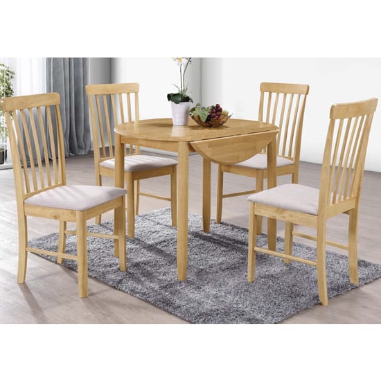 Photo of Garnet round drop leaf dining set with 4 chairs