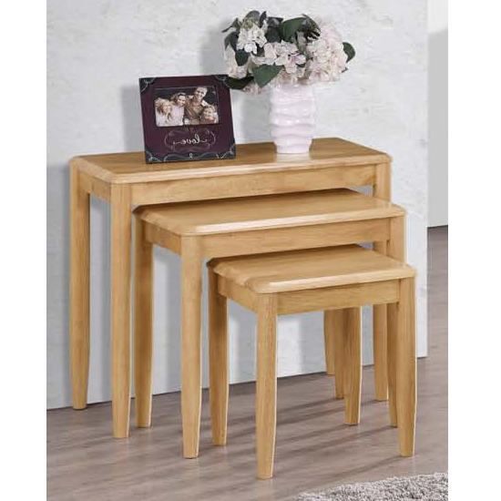 Set Of 3 Nesting Tables In Light Oak Furniture in Fashion