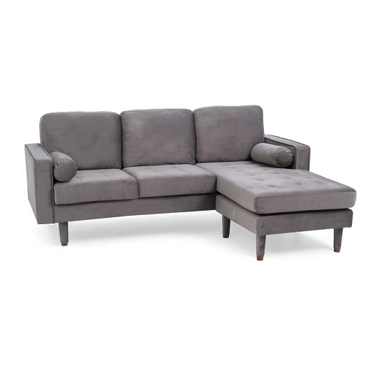 Garren Velvet Reversible Corner Chaise Sofa In Grey_3