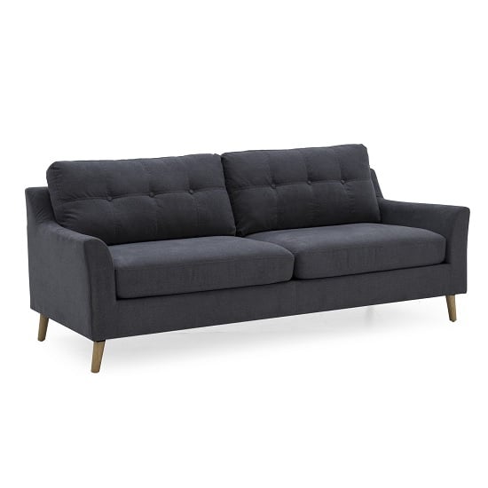 Garrick Fabric 3 Seater Sofa In Charcoal With Wooden Legs_1