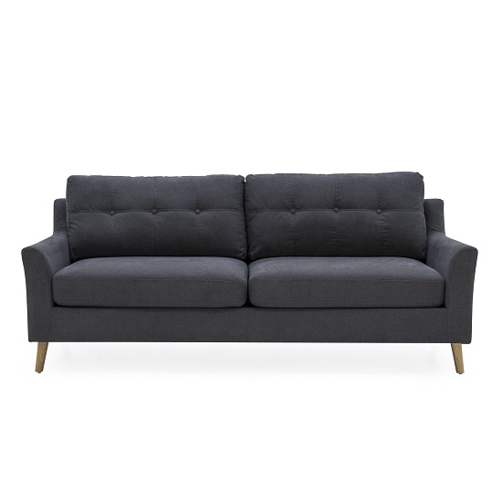 Garrick Fabric 3 Seater Sofa In Charcoal With Wooden Legs_2