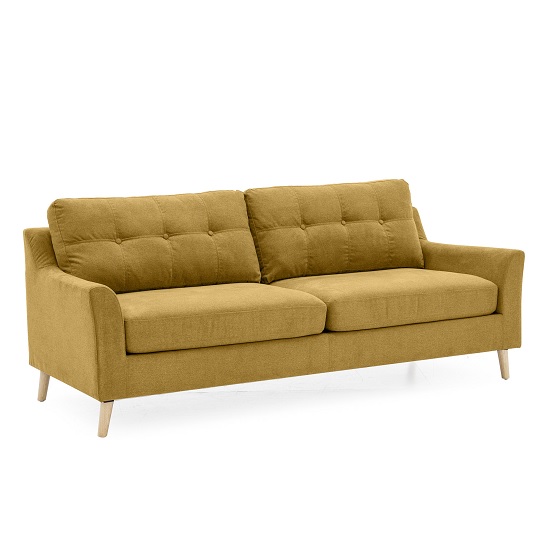 Garrick Fabric 3 Seater Sofa In Citrus With Wooden Legs