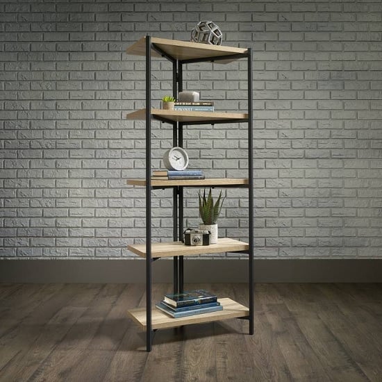 Read more about Indio wooden bookcase with 4 shelves in charter oak