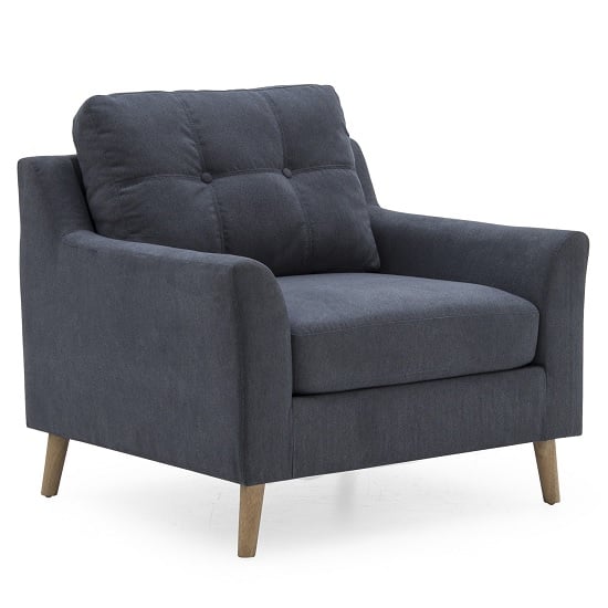 Garrick Fabric Sofa Chair In Charcoal With Wooden Legs