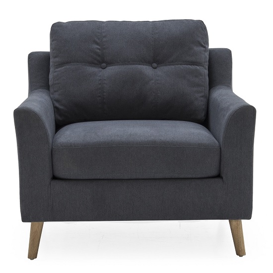 Garrick Fabric Sofa Chair In Charcoal With Wooden Legs_2