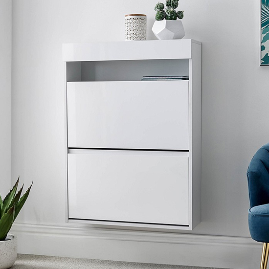 White gloss shoe storage deals