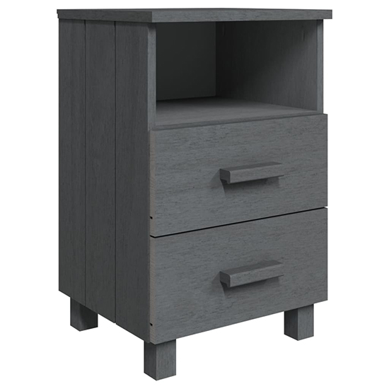Garza Solid Pinewood Bedside Cabinet In Dark Grey
