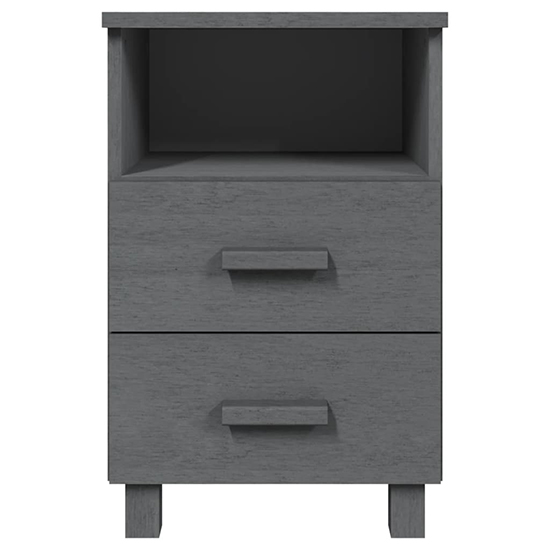 Garza Solid Pinewood Bedside Cabinet In Dark Grey