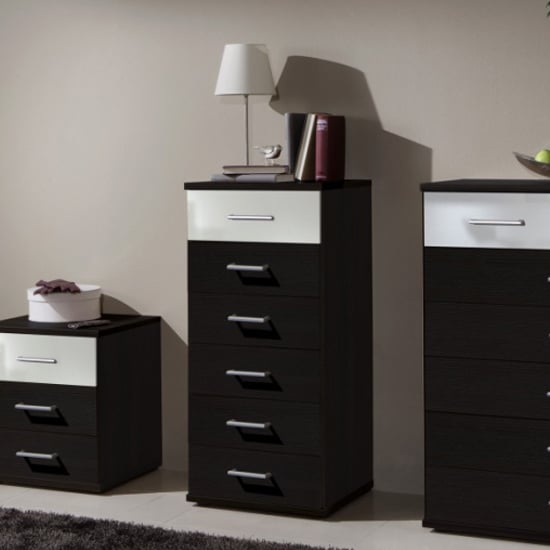 Gastineau 6 Drawers Tall Chest In Wenge And White