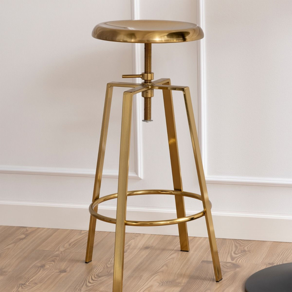 Gastonia Gold Metal Bar Stools In Pair