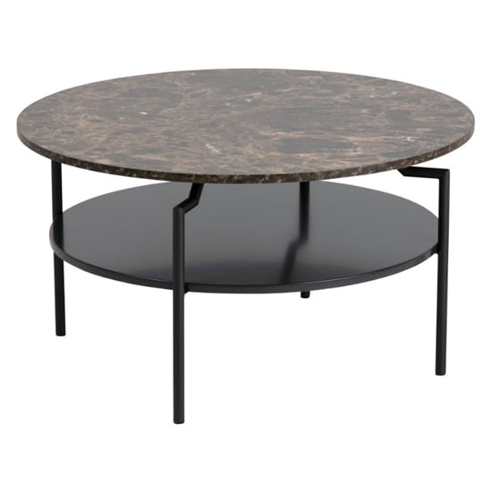 Product photograph of Gatineau Melamine Coffee Table Round In Brown And Black from Furniture in Fashion