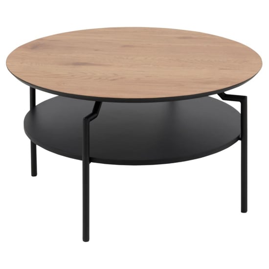 Product photograph of Gatineau Wooden Coffee Table Round In Wild Oak And Black from Furniture in Fashion