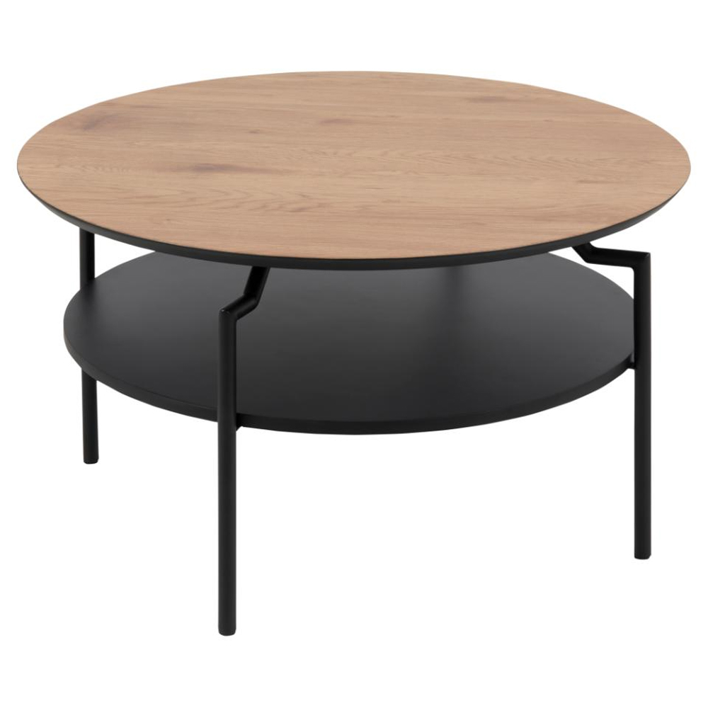 Gatineau Wooden Round Coffee Table In Wild Oak And Black