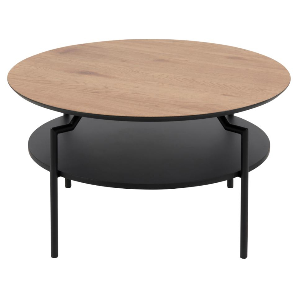 Gatineau Wooden Round Coffee Table In Wild Oak And Black