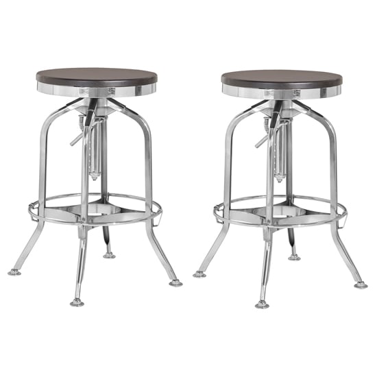 Dschubba Chrome Steel Bar Stools With Ash Wooden Seat In A Pair