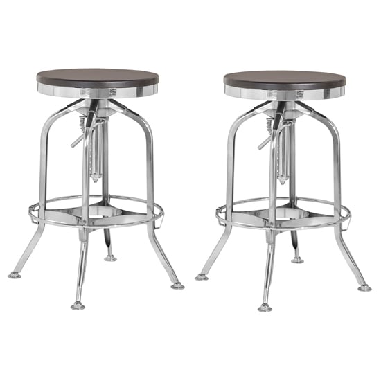 Product photograph of Dschubba Chrome Steel Bar Stools With Ash Wooden Seat In A Pair from Furniture in Fashion