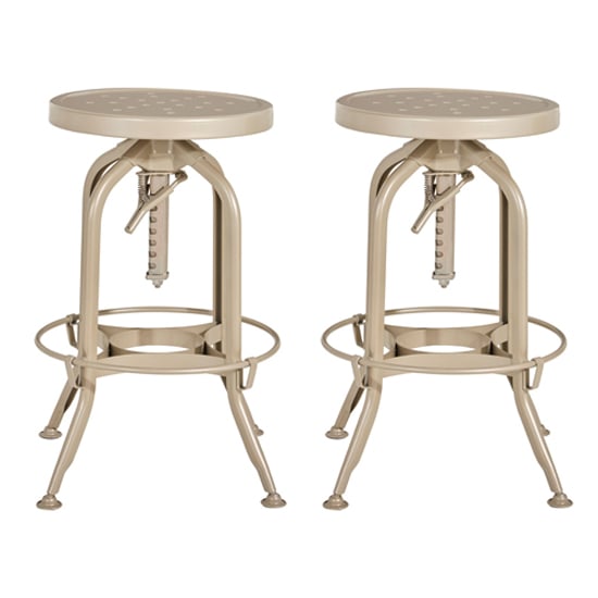 Dschubba Champagne Steel Adjustable Stools In A Pair